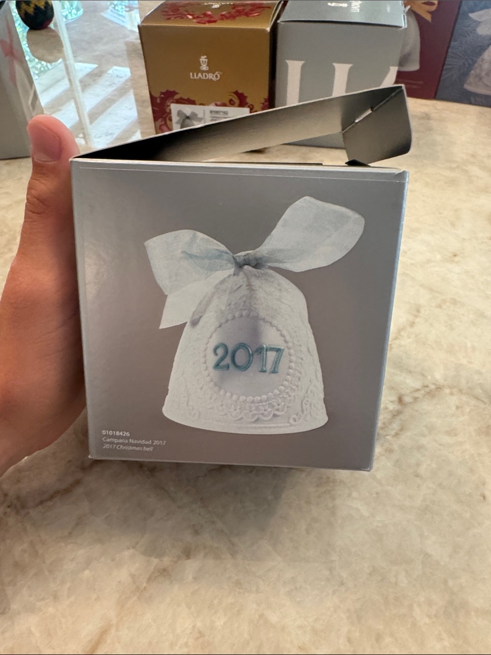 Lladro light blue and white 2017 Christmas Bell Box